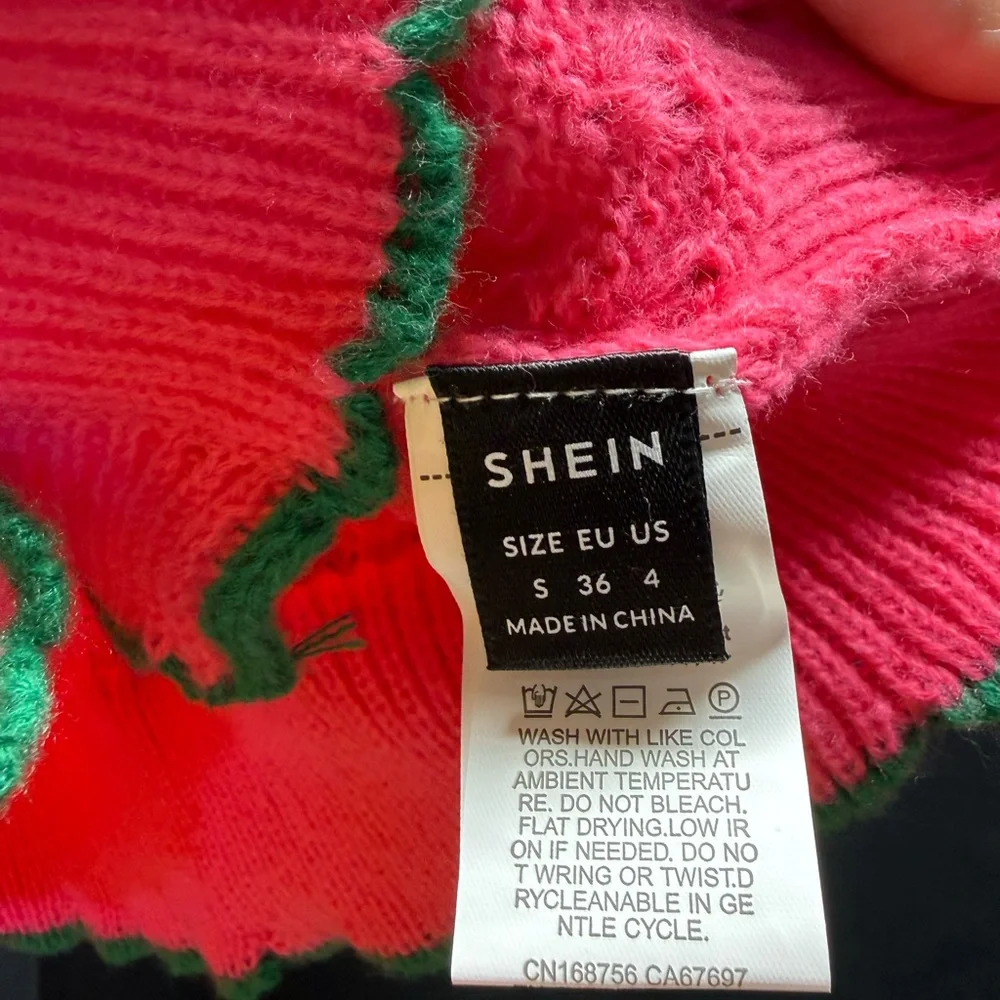 SHEIN Fuchsia Cardigan with Olive Trim Sz S (12QT) - Picture 3 of 4
